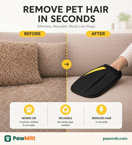 Before and after: pet hair lifted off a sofa