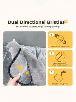 Dual directional bristles roll pet hair into strips